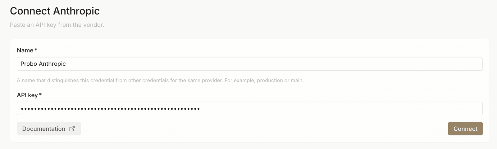 Replace connector API Keys screenshot