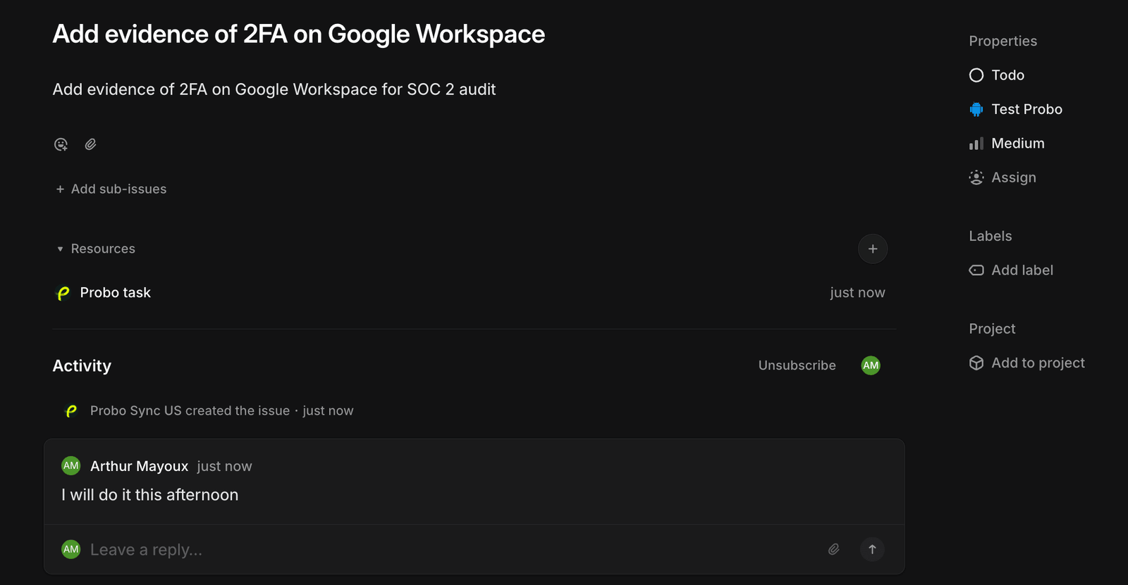 See Linear comments on task timelines screenshot 1