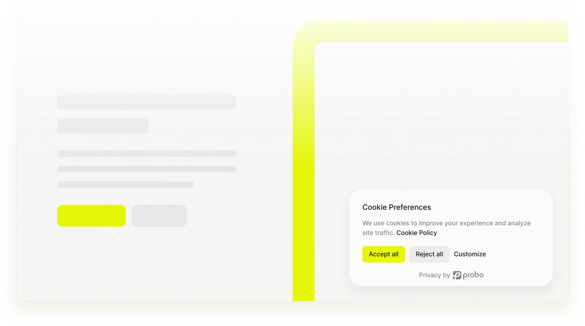 Probo Cookie Banner showing visitor consent preferences